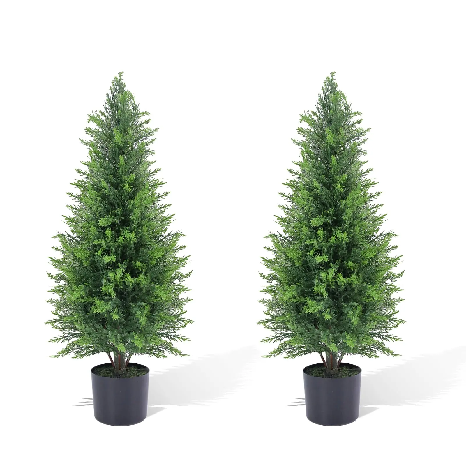 Garvee Artificial Cedar Topiary Trees Set of 2, Available in 3FT and 4FT Sizes, Realistic Faux Pine Shrubs for Indoor and Outdoor Decor, Ideal for Porch, Living Room, Office, Garden, and Patio