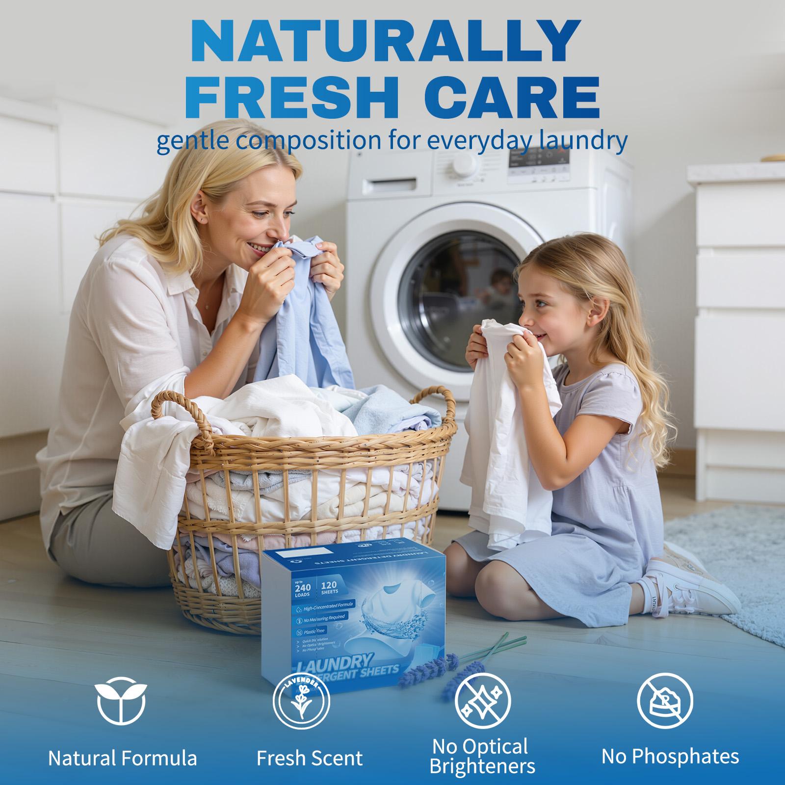 Lavender Laundry Detergent Sheets 120 Count, Concentrated Laundry Soap Strips with Fresh Lavender Scent, Fast Dissolving Laundry Sheets for Cold or Hot Wash, Lightweight Eco Friendly Laundry Detergent for Home, Dorm and Travel Use