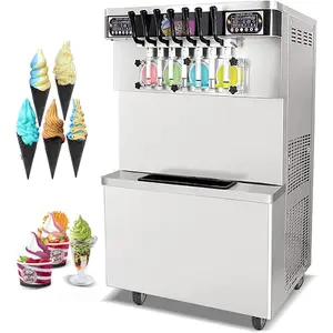 Kolice Commercial Heavy Duty ETL 7 Flavors Soft Serve Ice Cream Machine, 4+3 Mixed Frozen Yogurt Ice Cream Maker-Upper Tanks Refrigerated, Auto Counting