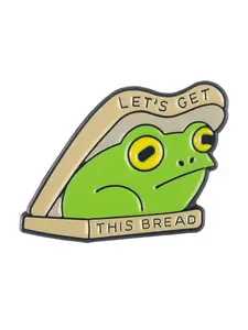 Cute Frog & Letter Design Brooch Pin, Let's Get This Bread Toast Frog, Clothes Accessories for Men & Women