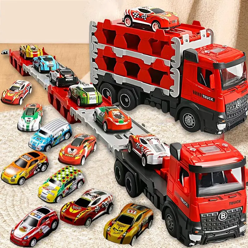 Large Ejection Folding Rail Container Truck Toy with 12pcs Random Color ...