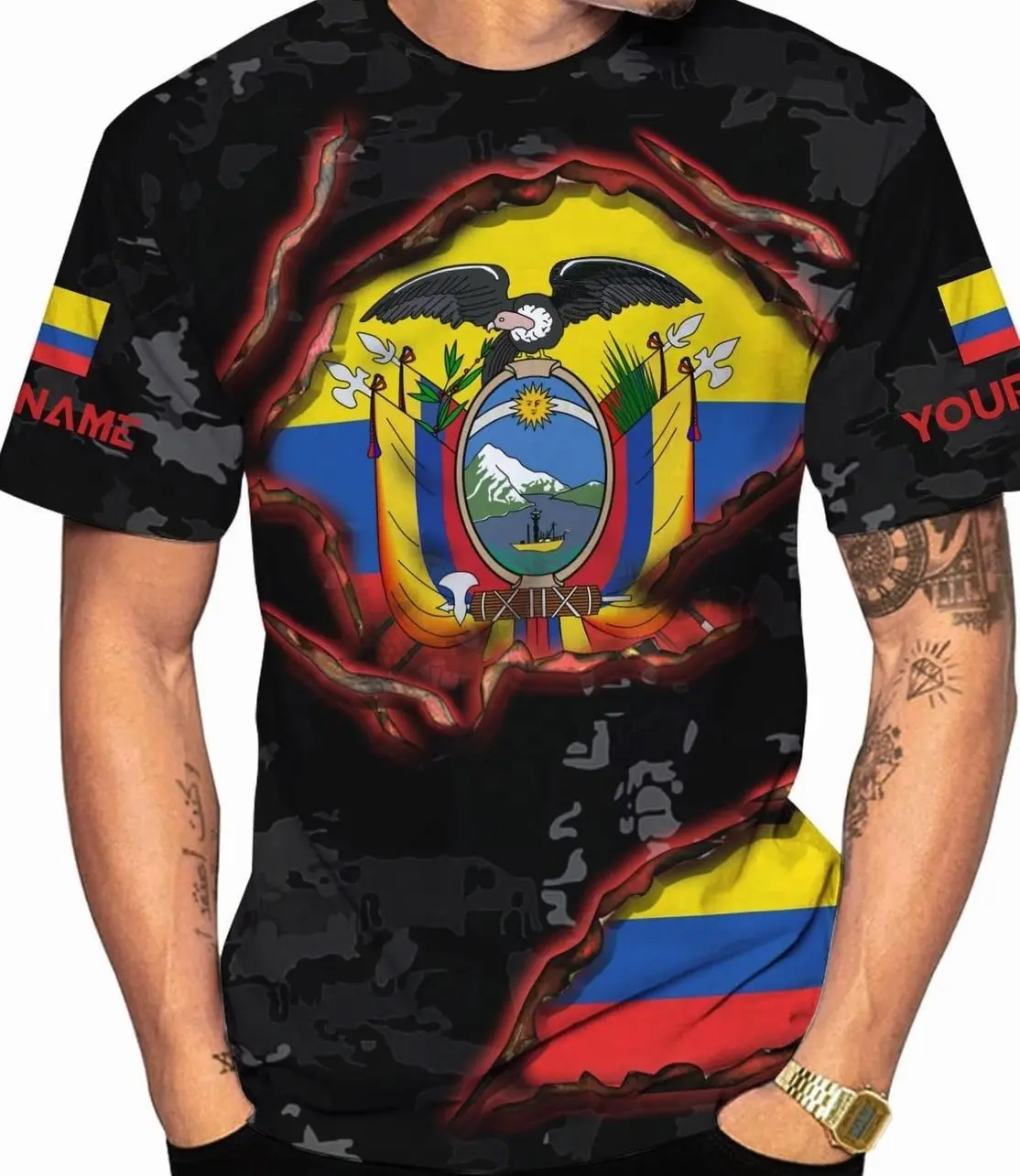 Personalized Ecuador Flag 3D T-Shirt, Custom Pride Sports Jersey, Unisex Breathable Summer Athletic Top K2T
