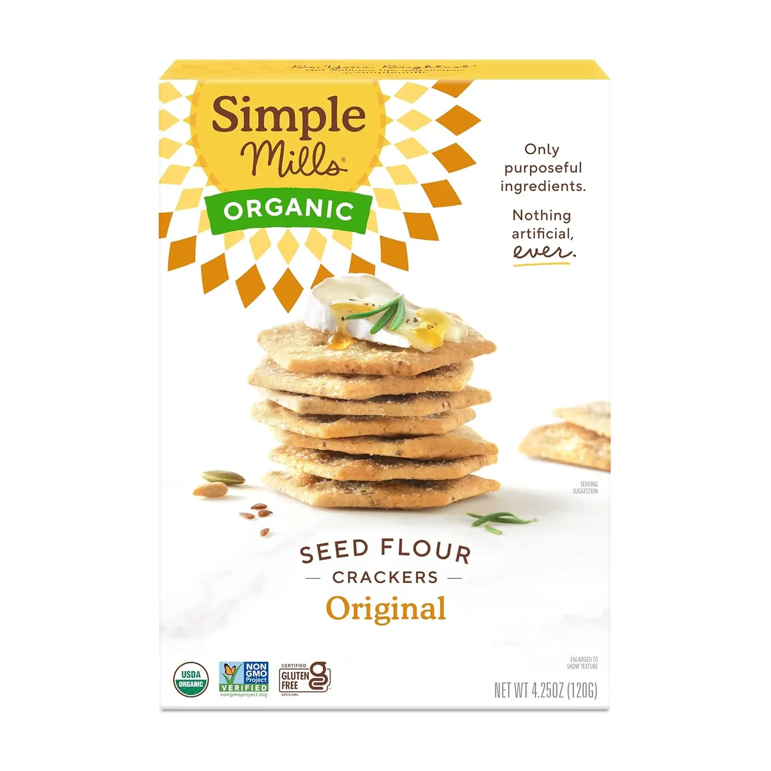 Organic Seed Crackers, Original - Gluten Free, Vegan, Healthy Snacks, Paleo Friendly, 4.25 Ounce (Pack of 1)