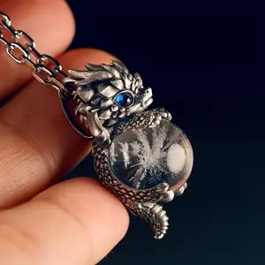 New 1pc of Cute Dragon Zodiac Necklace Chain with Red And BlueEyed Dragon, a Birthday Gift Jewelry Necklace.Punk Style Dragon Design  Perfect Birthday Gift for Women & Girls