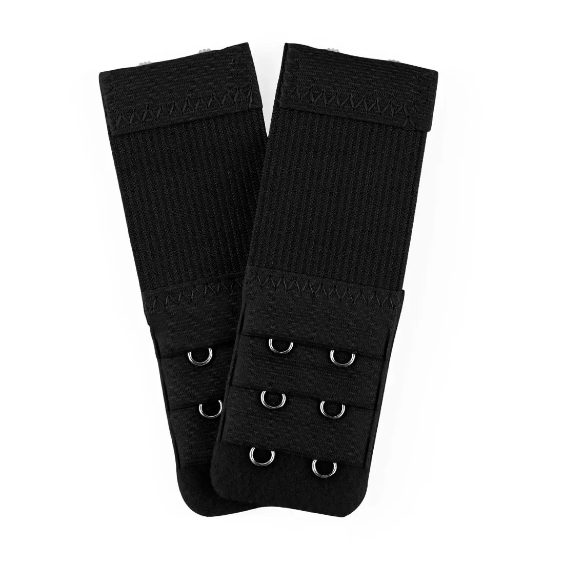INSPIRE CHIC 2pcs Bra Strap Extenders Set 3 Rows 2 Hooks/3 Hooks/4 Hooks Comfort Cotton Elastic Bra Hook Extensions 4-hooks Black