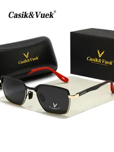 Casik&Vuek Metal Half-Frame Men's Polarized Sunglasses VU400 - Outdoor Driving and Fishing Sunglasses with Spring Hinges