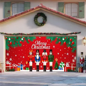 XL Red Nutcracker Christmas Garage Door Banner 13x6ft Holiday Xmas Decoration Photo Background