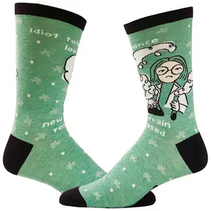 Men's Idiot Tolerance Socks Funny New Strain Released Nerdy Science Stupid People Footwear Funny Graphic Socks Comfortable Fitted Spandex Cotton
