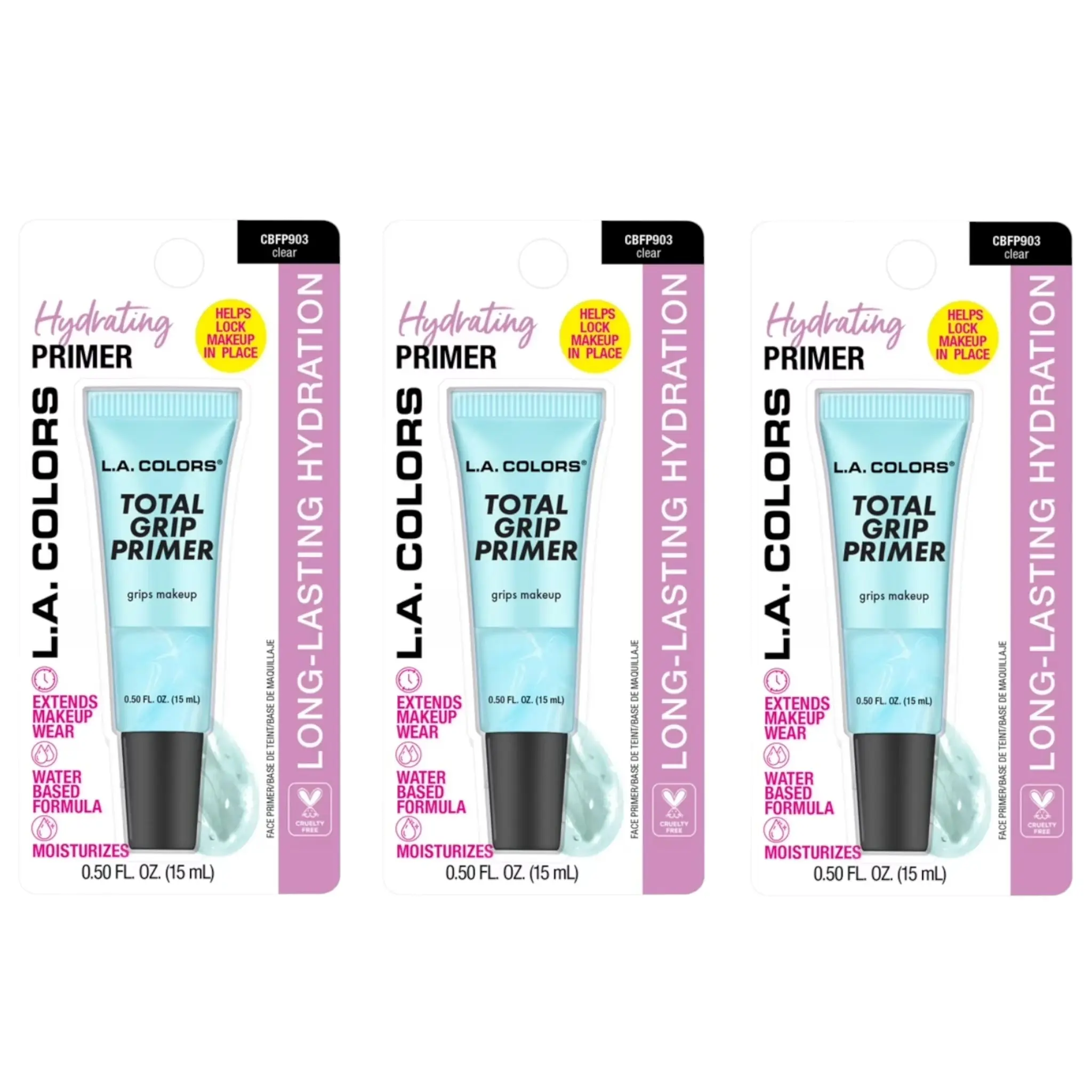 Prebase Difuminadora Total Grip Primer Clear L.A. Colors - Venta al por Mayor 3 Unidades (CBFP903)