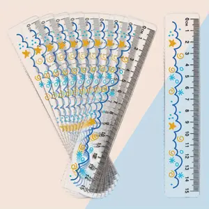 10pcs Clear Plastic Ruler with Large Numbers, Side Features a Serrated Structure, Transparent, Easy to Read Design, Office Supplies, Precision Measuring, Sleek Appearance, Clear Construction