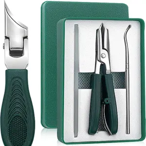 3-Piece Toenail Clipper Set for Thick and Ingrown Nails, Stainless Steel Nail Trimmer, Nail File and Lifter Tool