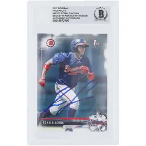 Ronald Acuna Jr. Atlanta Braves Autographed 2017 Bowman Prospects #BP127 Beckett Fanatics Witnessed Authenticated Card - Fanatics Authentic Certified