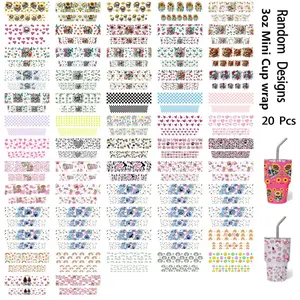 Random 20pcs UV DTF Cup Stickers, Cool Theme Decals for 3oz Insulated Cups, DIY Transfer Stickers for Holiday Gifts and Decor