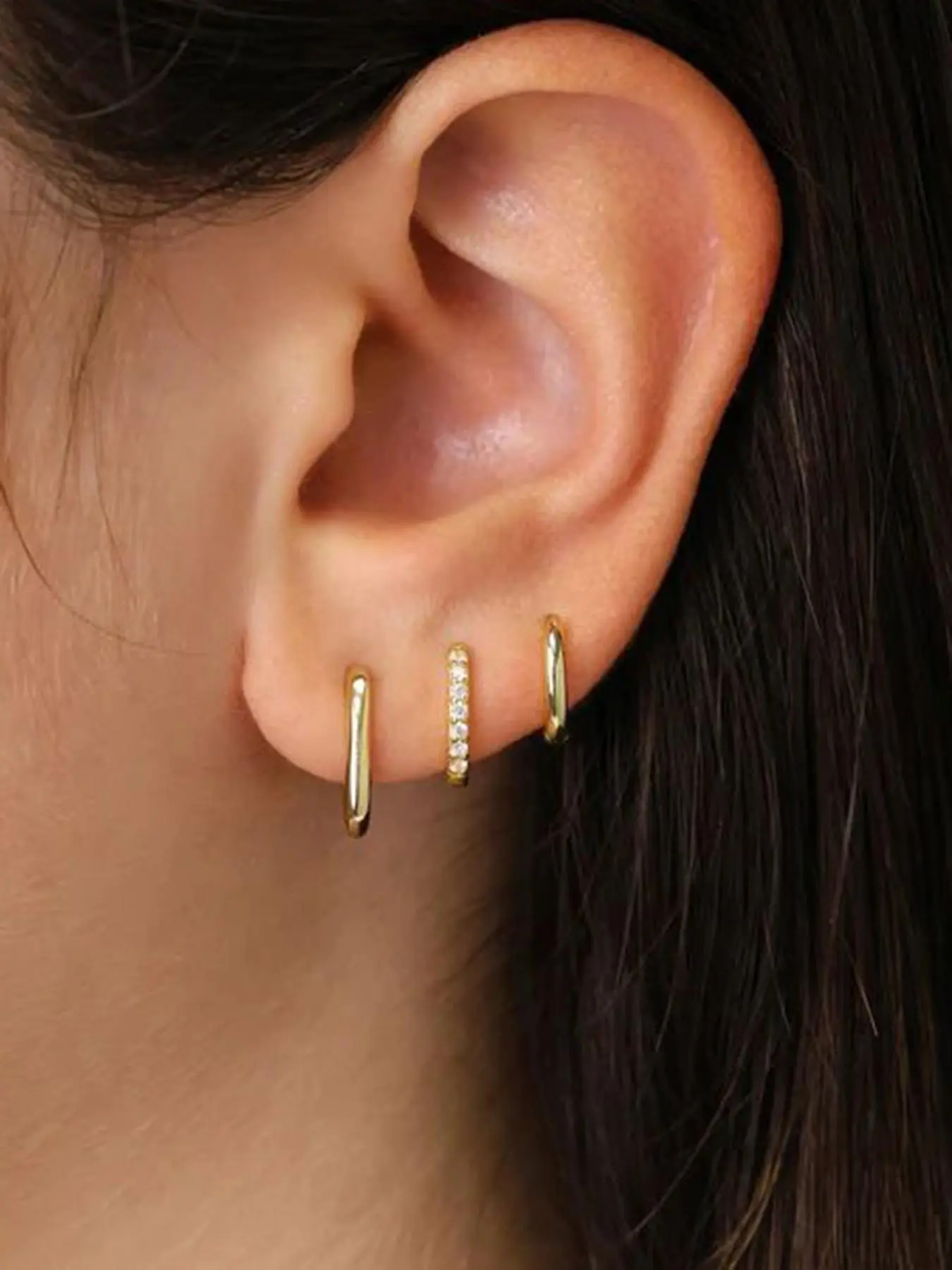 Women's Elegant Rhinestone Decor Hoop Earrings, 3 Pairs Exquisite Trendy Hoop Earrings, Chic Minimalist Vintage Jewelry As Gift for Girlfriend, Earring Stacks, Earring Stacking Set, Fashionable Earrings, Chic Gorgeous Jewelry