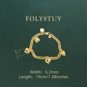 Cuban chain bracelet. Heart shape. 4-leaf flower bracelet [FOLYSTUY] with lobster clasp. Suitable for various occasions as a fashionable and romantic personalized accessory. W161. W162. W163.