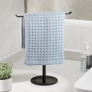 Towel Rack T-Shape Hand Holder for Bathroom,Headband and Lightweight Bathroom Racks,Kitchen Black Holder,Stainless Steel Waterproof Counter Organizer niffgaff