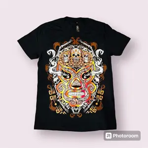 Mascara Calavera Glow in the dark  Black Tshirt Cotton Menswear - Streetwear