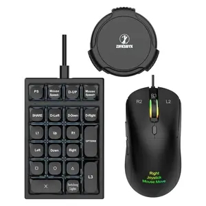 Keyboard and mouse starter kit for PS4 console gaming, wired converter adapter with one-handed keypad and gaming mouse