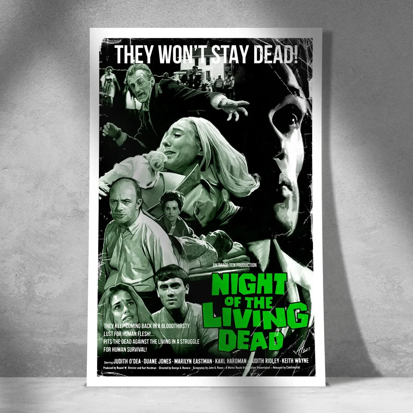 Night of the Living Dead (1968) – Classic Zombie Horror Movie Poster – Retro Cult Film Halloween Wall Art – George A. Romero Tribute