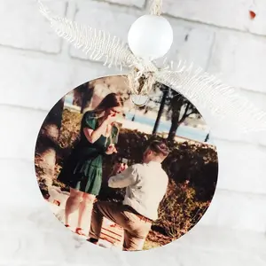 Engagement Ornament, She said yes Christmas Ornament, 2023 Engagement Gift,  Wood ornament with picture, Cute Christmas Ornament, Engaged