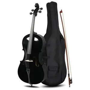 Ktaxon Full-Size Cello, Beginner Cello 4/4, Acoustic Cello Set with Portable Bag, Bow, Rosin, Bridge, Adults & Kids String Musical Instruments(Black)