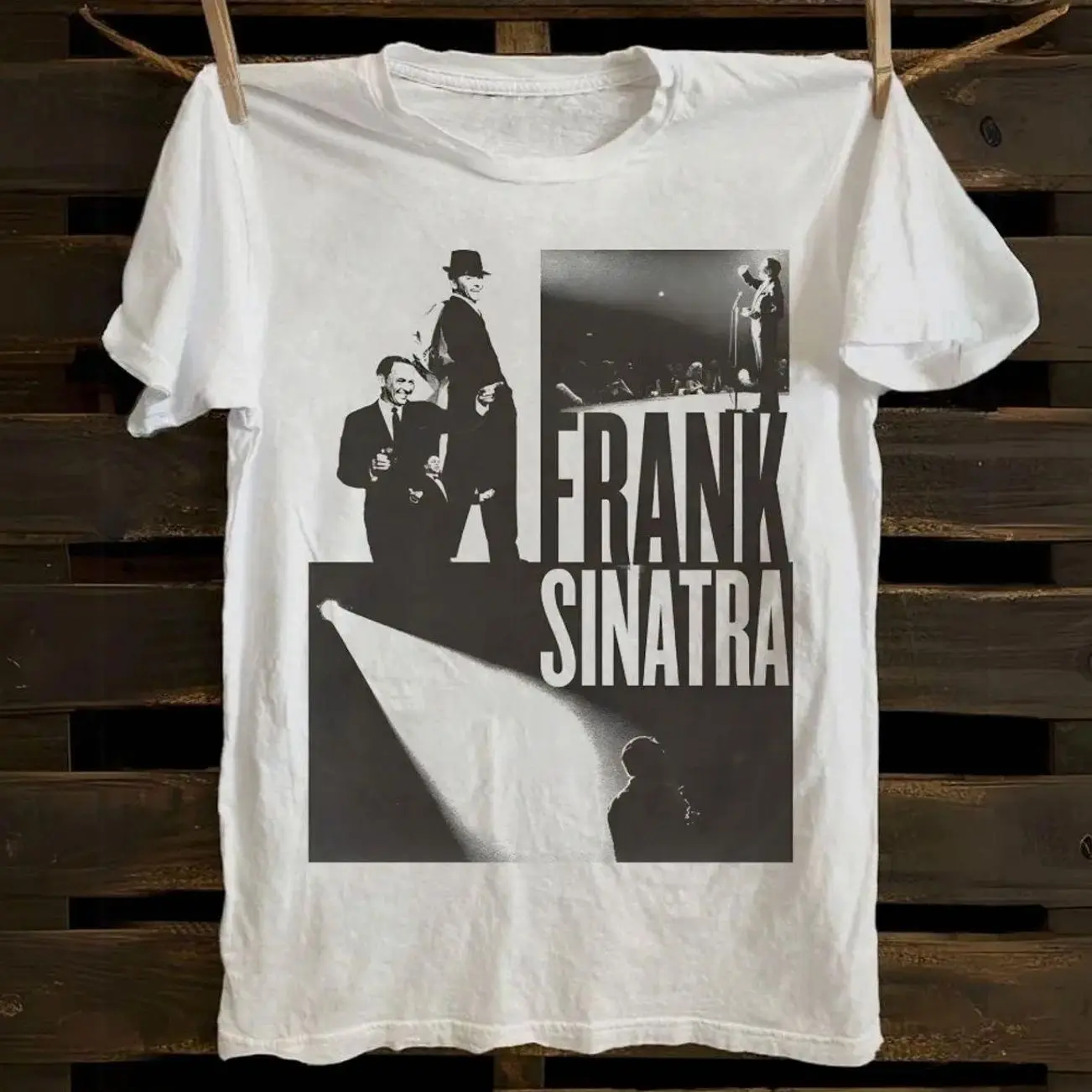 Retro Frank Sinatra Stage Portrait Graphic cotton T-shirt GZK 347