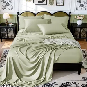 Bamboo Cooling Sheets Set 4/6 Pcs Silky Soft Breathable Hotel Luxury Bedding Set for Hot Sleepers 16 Inch Deep Pocket Wrinkle Resistant Machine Washable