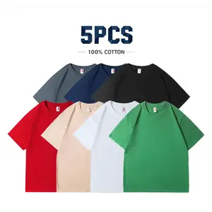 5-Pack 100% cotton  Men's Slim Fit Crew Neck Casual T-Shirts - Super Soft, Tagless, Essential Tees for Everyday Wear ，S-3XL