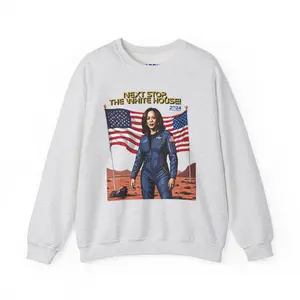 Kamala Harris "Next Stop, The White House!" Astronaut Sweatshirt - Political Campaign Sweatshirt - Available in Multiple Colors Classic Cotton Fabric Menswear