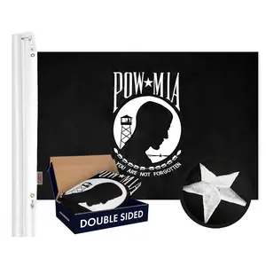 POW MIA Flag 210D Embroidered Polyester 3x5 Ft - Double Sided 2ply