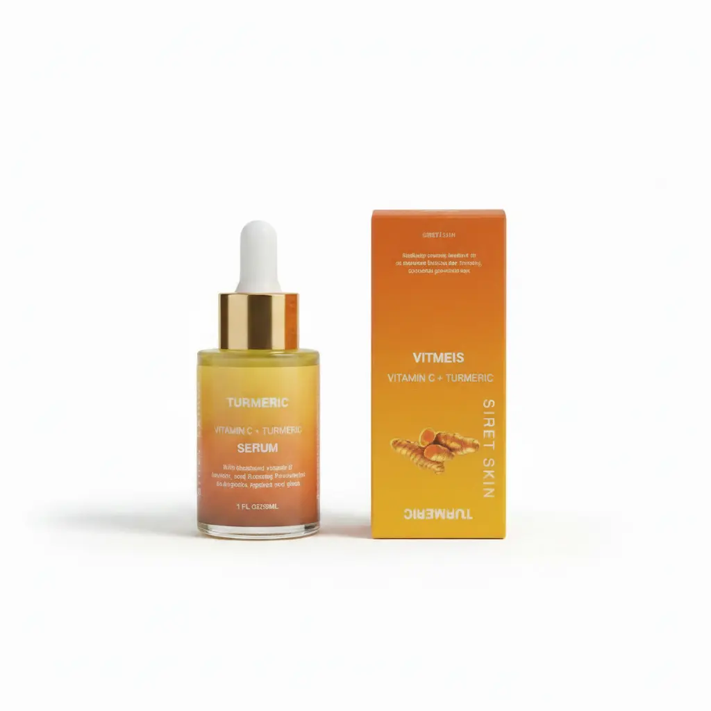 Turmeric + Vitamin C Face Serum Bottle (1 FL OZ/30 ml) - Lightweight, Gentle, Brightening, Toning, Alcohol-Free, Antioxidant, Hyaluronic Acid-Infused, Smooth for Adult All Skin Types, Daily Use to Even Out Skin Tone & Texture