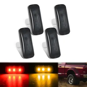 Nilight 4 PCS 3 LED Red Amber Wheel Fender Side Marker Lights Smoked Lens Compatible With 2010-2018 Dodge Ram 2500 3500 Super Duty