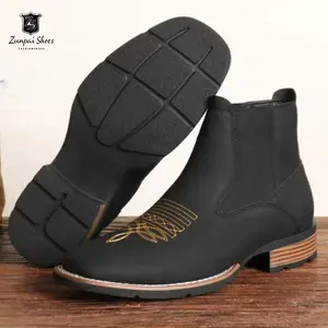 Men's business  design short , fashionable round toe Chelsea , suitable for daily versatile brown    embroider business occasion Work Ankle Boots boots for men business  boots ankle boots winter shoes black boots botas elegantes retro style