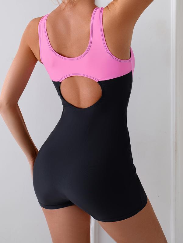 Women's Athletic One Piece Swimsuit with Boyshorts Racerback Sport Bathing Suit