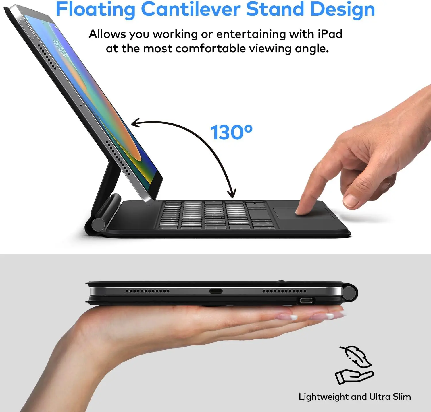 Jibrealg case for iPadWireless Keyboard Cases Compatible with 10.9 iPad 10th,10.9 iPad Air4/5th,11 iPad Air(M2/M3),11-inch Pro1/2/3/4th Gen/13-inch Air M2/M3 bluetooth tablet case Magnetic with Multi-Touch Trackpad, 7Colors Backlight slim & Lightweight
