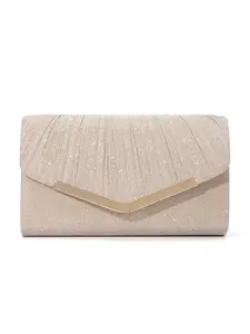 Stylish Pleated Women's Evening Clutch, Envelope Bag, Handbag, Wallet, Versatile Chain Shoulder Crossbody Bag, Elegant Stylish Purse, Perfect for Weddings, Parties, Banquets, V-Shaped Metal Accents, Magnetic Closure