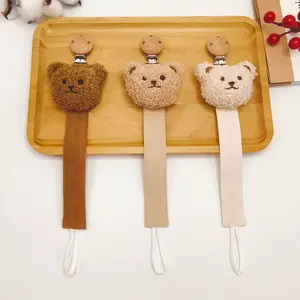 Anti-Lost Pacifier Chain, Teething Toy Lanyard, Bear Head Design Soother Strap, Pacifierclip, Baby Accessories for Boys & Girls