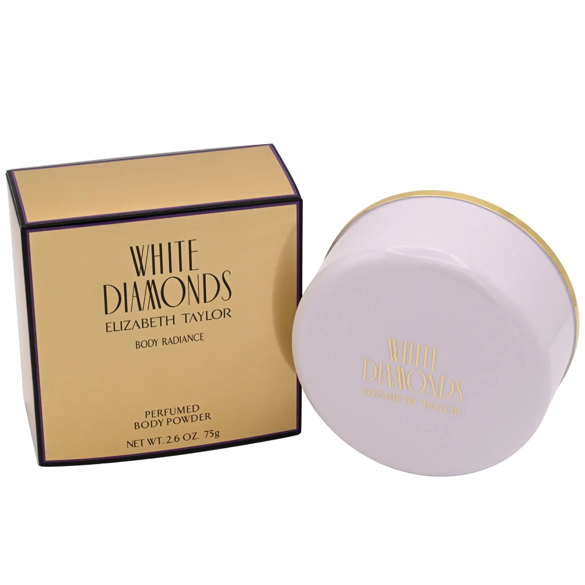Elizabeth Taylor White Diamonds Luxury Scented Body Radiance Perfumed Body Powder, Elegant Floral Fragrance with Egyptian Tuberose, for Radiant Soft-Silky Skin, 2.6 oz
