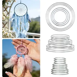 24 Pcs Metal Dream Catcher Rings Bulk, 6 Sizes Silver Metal Hoops for DIY Craft, Round Metal Wire Rings for Making Dreamcatcher, Macrame Wall Hanging, Wreath, Wedding Boho Home Decor Jewelry Making Supplies