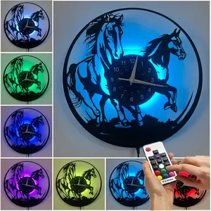 Horse Pattern Vinyl Wall Clock, Home Decor, Holiday Gift, Birthday Present, Graduation, Classroom, Party, Store, Bar, Office, Kitchen Decoration