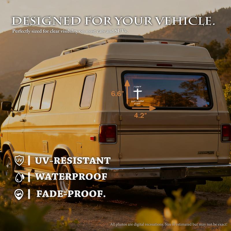 2psc"I Can’t, But I Know a Guy" Faith Vinyl Decal Sticker With Cross and Flowers for Car Truck Bumper Inspirational Religious Automotive Exterior Decor Gift