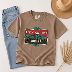 Comfort Color Blue Collar Dollar Shirt – Retro Country Western Graphic Tee, Funny Workwear Style Shirt, Southern Outdoor Vintage, Rodeo Farm Ranch Vibes - TrendWear USA
