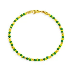 Plated Green And Yellow Beaded Babalawo Unisex Orula Bracelet For Adult Men Women