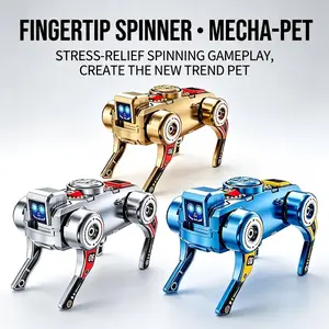 Transforming Mechanical Robot Dog Spinning Top Toy, Wind-Up Walking Action Figure, Fidget Spinner STEM Toy for Boys, Educational Gift for Kids Ages 6+