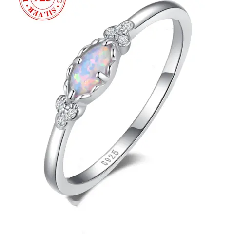 S925 Sterling Silver Fashion Opal Decorated Ring, Elegant Everyday Ring, Unique Rings, Statement Rings, Beautiful Rings, Real Rings, Fashion Jewelry for Party, Daily Clothing Decor, Trendy All-match & Exquisite Jewelry for Birthday Gift