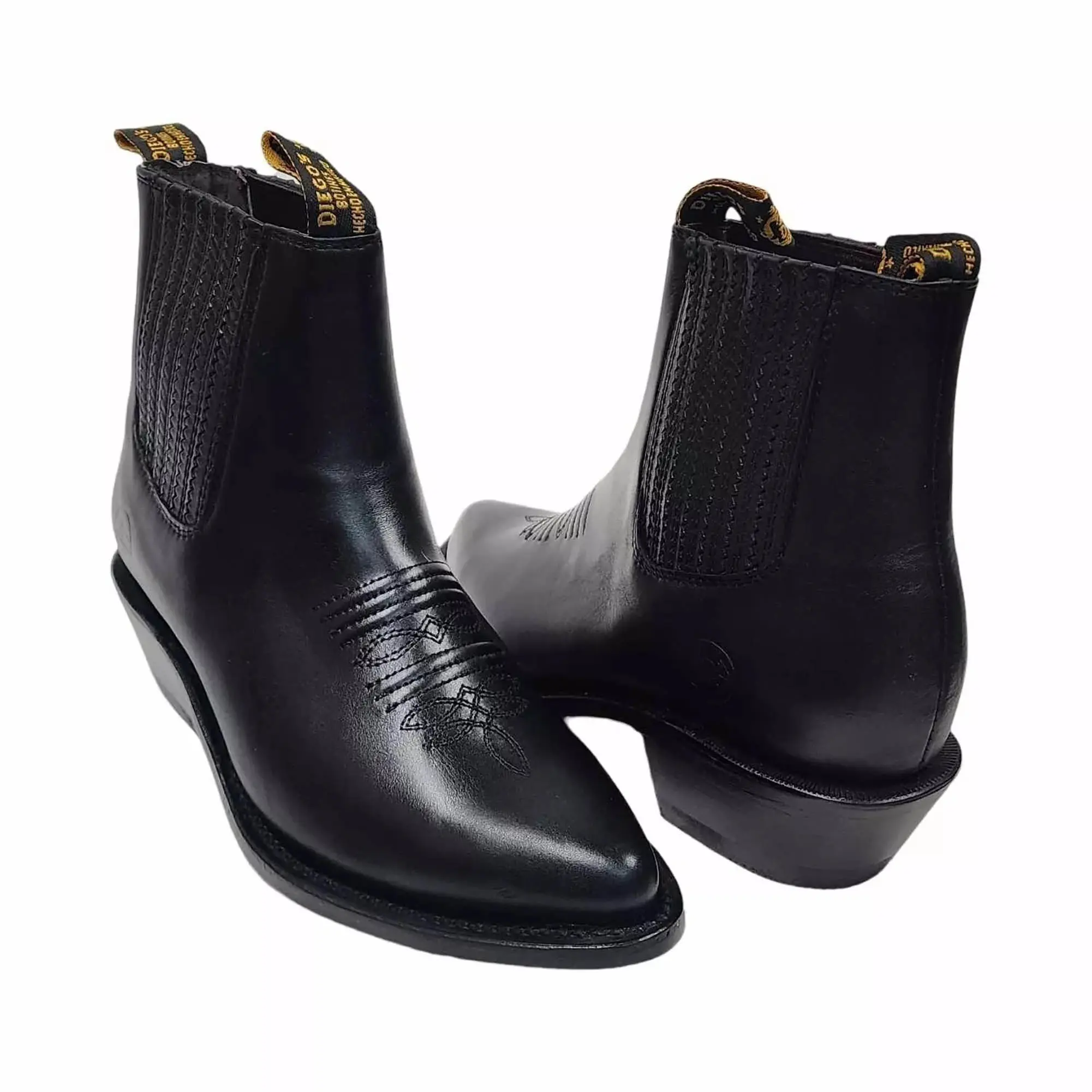 Men's Cowboy Genuine Leather Short Ankle Design Boots Botin Vaquero Tradicional Durable Non-Slip Sole Comfortable Fit Ideal for Construction Farm Work or Outdoor Tasks Cowhide Western Boots Shoe