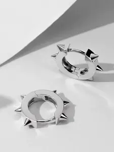 OUFER 2PCS 20G 316L Stainless Steel Spike Hoop Piercing Earrings - Hook-Style Handmade, Sleek Finish, Punk Inspired, Unisex Gothic Men's Earrings for Casual Events, 20mm Height, 9mm Inner Diameter, Punk Inspired Earrings