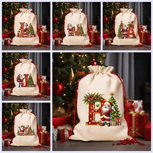 1pc  Christmas gift wrapping drawstring storage bag, cartoon Santa Claus pattern gift storage bag, multi-functional festive and party supplies storage bag, suitable for gifting
