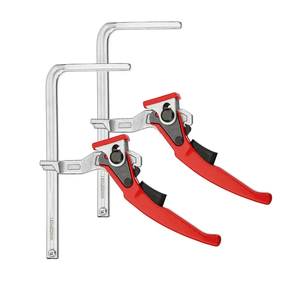 Upgraded Ratcheting Table F-Clamp with Quick Track Saw Guide Rail Compatibility, 160mm Clamping Range, 500 lbs Capacity, Fits MFT Table/Guide Rail System, Festool, Metabo, Wen - Ideal for Woodworking, Cabinet Making, 60Mm Throat Depth