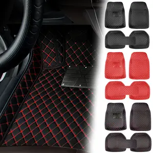Waterproof Universal Fit Car Floor Mats, Leather Car Carpet Mats, Anti-Slip Nibbs Backing & Driver Pad Fit for SUV,Vans,sedans, Trucks,Set of 5pcs
